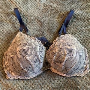 Blue/White Lace Bra